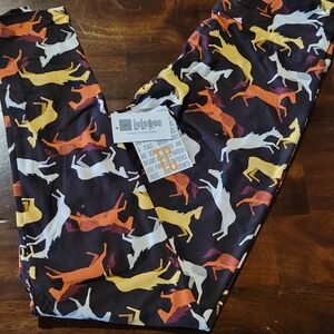 LuLaRoe Wild Horse Leggings in Black, Orange, Yellow, Cream TC